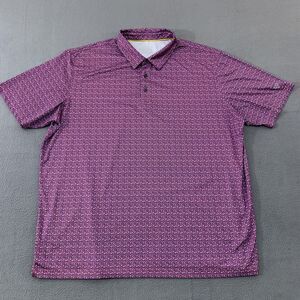 Maelreg Polo Shirt Mens 3XL Pink Blue Performance Golf Geometric Print Stretch